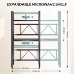 LZNIOZ Microwave Rack with Hooks/Chopping Board Holder/Knife Rack/Cutlery Box, Kitchen Countertop Microwave Stand (Black)