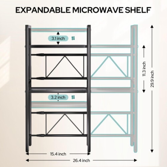 LZNIOZ Microwave Rack with Hooks/Chopping Board Holder/Knife Rack/Cutlery Box, Kitchen Countertop Microwave Stand (Black)