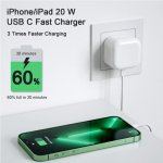 iPhone Fast Charger, 20W PD 3.0 USB C Fast Charger Plug with 1M USB C to Charging Fast Charger Cable, iPhone Fast Charger Cable