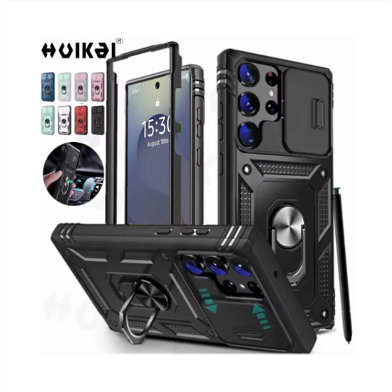 （ブラック、Samsung S25 Ultra）Samsung Galaxy S25 Ultra 用カメラスライドレンズケース