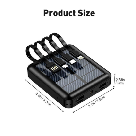 ミニソーラーパワーバンク 20000mAh 4イン1高速充電携帯電話充電器