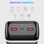 大容量50000mAh高速充電パワーバンク、USB-C、3出力2入力、LEDディスプレイ付き、iPhone・Samsung・iPad対応、旅行・キャンプ用ポータブル電源