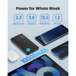 INIU モバイルバッテリー、最薄・最軽量 USB C トリプル 3A 高速 10000mAh ポータブル充電器、懐中電灯付きパワーバンク iPhone、Samsung、Xiaomi対応