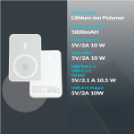 5000mAh ワイヤレス充電パワーバンク、磁気アタッチメント付き