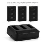 Parrot MiniDrones Charger Hub + 3 Pack 3.7V 600mAh Battery for Jumping Sumo, Rolling Spider, Swing Mambo, Airborne, Hydrofoil Battery