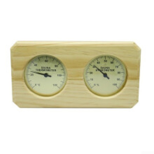 Sauna thermometer and hygrometer 2-in-1 indoor/outdoor thermostat, suitable for traditional saunas and barrel saunas.