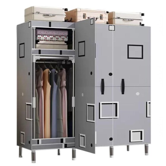 Portable canvas wardrobe for bedroom storage, with shelves, dimensions: 125x45x170 cm, saving space.