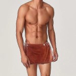 (Maroon) Soft bath towel for men, wearable, shorts, soft microfiber beach towel.