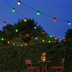 Festive Lights - ConnectGO Outdoor Garden Festoon Lights - Frosted Cap Bulbs with Black Rubber Cable - Extendable - with Plug (Multicolour, 30m)