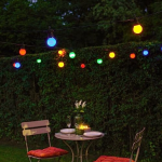 Festive Lights - ConnectGO Outdoor Garden Festoon Lights - Frosted Cap Bulbs with Black Rubber Cable - Extendable - with Plug (Multicolour, 30m)