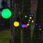 Festive Lights - ConnectGO Outdoor Garden Festoon Lights - Frosted Cap Bulbs with Black Rubber Cable - Extendable - with Plug (Multicolour, 30m)