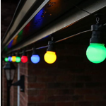 Festive Lights - ConnectGO Outdoor Garden Festoon Lights - Frosted Cap Bulbs with Black Rubber Cable - Extendable - with Plug (Multicolour, 30m)