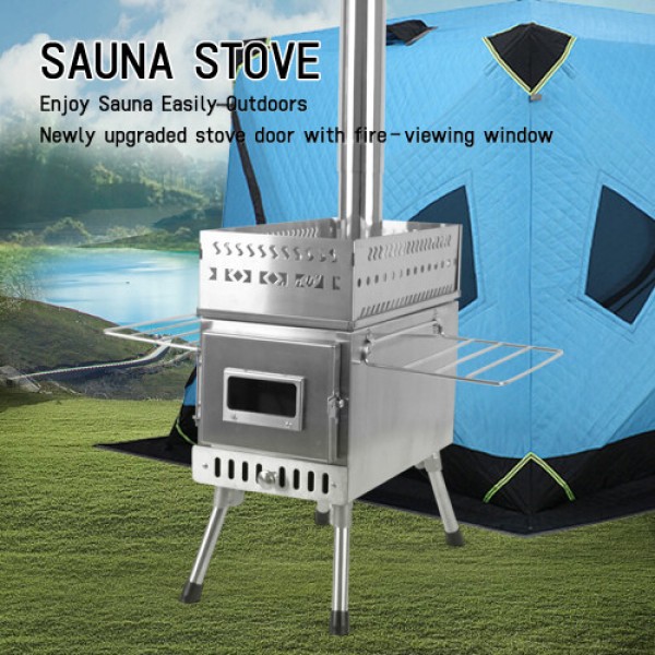Portable Firewood Sauna Stove, Suitable for Camping, Stainless Steel Material, Foldable
