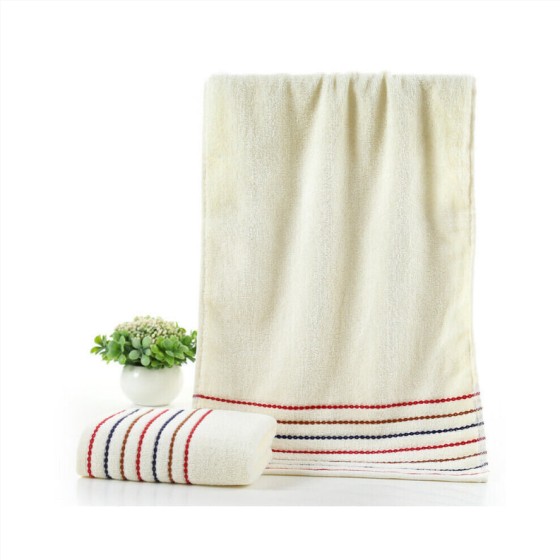 (Crosswhite) Large and thick striped cotton towel for hotel and home use.