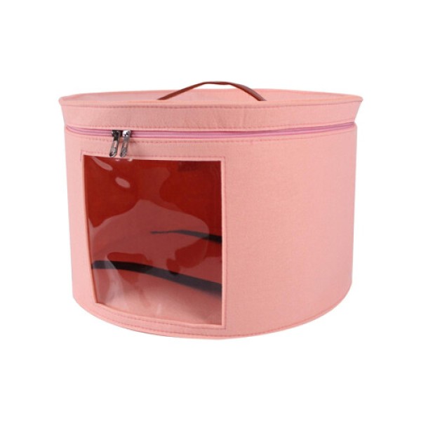 Unisex Hat Organizer - Large Capacity Portable Round Brim Hat Organizer Travel Box, Suitable for Wardrobe and Toy Storage, Pink