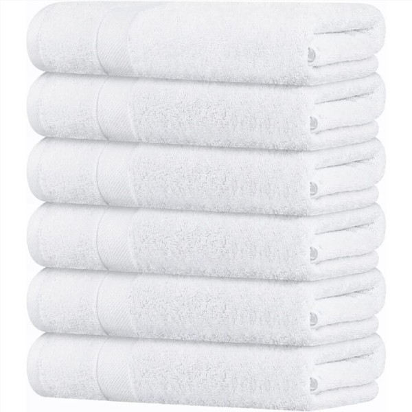 Wealuxe White Bath Towels 22x44 Inches Set of Cotton Towels for Bathroom, Hotel, Gym, Spa, Soft, Extra Absorbent, Quick-Dry