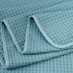 POLYTE Microfiber Oversize Bath Towel, Quick-Dry, Lint-Free, 60 x 30 Inches, Set of 2, Green Honeycomb Weave