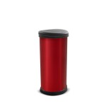 Metallic Finish 70% Recycled Materials Kitchen Accessories One-Touch Decorative Trash Can, Red, 40L