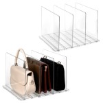2-Piece Transparent Acrylic Storage Bag/Wallet Organizer with Adjustable Dividers, Suitable for Wardrobe Storage and Clutch Organization