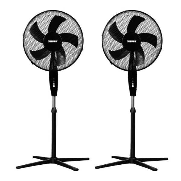 Geepas 16 Inch Floor Standing Pedestal Fan 3 Speed, Pack of 2