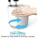 超大号坚固白色旋转餐具架，带防倾倒加重底座、可拆卸隔板和防滑插片