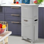 (45L) Kitchen Trash Bin, Recyclable, Dual Compartment, Multi-Grid Foot Pedal Bin with Wheels.