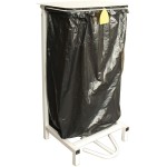 White Metal Steel Foot Pedal Bag Stand, Standalone