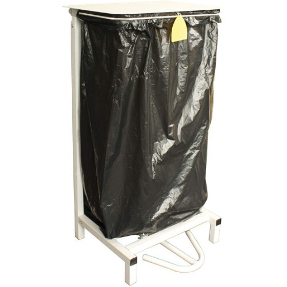 White Metal Steel Foot Pedal Bag Stand, Standalone