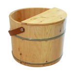 Home Sauna Wooden Foot Bath Bucket, 30 cm Solid Wood Foot Tub, Durable, With Handle, Natural Wood Color, Effectively Relieves Fatigue