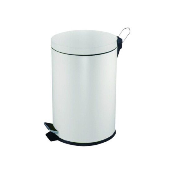 White Steel Foot Pedal Trash Bin, 12L