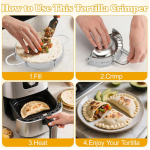 Stainless Steel Tortilla Sealer Crimper-Tacos Maker for Burritos,Tacos,Quesadillas,Dumplings-Mess Free Cooking