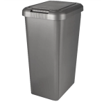 (Platinum Silver) Touch-Controlled Top-Flip Rectangular Rotating Trash Bin - 45L