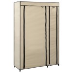 vidaXL folding wardrobe beige fabric clothing storage cabinet organizer