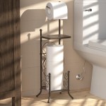 Simple Houseware English Style Bathroom Toilet Paper Holder with Bronze Shelf