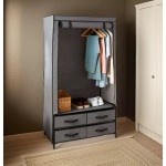 Luxury double canvas wardrobe - grey, with roller shutter doors and drawers