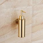 Wall-Mounted Soap Dispenser in 304 Stainless Steel, Compatible with Décor (Round, Gold)