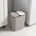 (Gray) Duo Double-Layer Recycling Bin 15L, Dual Compartment Kitchen Trash Bin