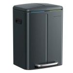 Dual Compartment Stainless Steel Kitchen Trash Bin with Soft Close Lid