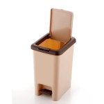 (Beige) Kitchen Foot Pedal Trash Can, Perfect for Narrow Spaces