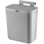 9L Kitchen Trash Can, Foldable Hanging Trash Can with Lid, Food Waste Bin