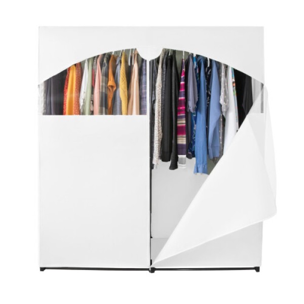 HOLDN STORAGE Large Portable Wardrobe - Premium Heavy-Duty Metal Hanging Rods with White Cover - 50 lbs Load Capacity - Super Easy to Assemble