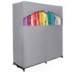 HOLDN STORAGE Large Portable Wardrobe - Premium Heavy Duty Metal Hanging Rods, Dark Grey Cover - 50 lbs Load Capacity - Super Easy Assembly