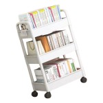 Compact three-tier rolling trolley, three-tier portable storage rack, suitable for bathroom wardrobe storage, white finish.