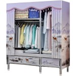 Canvas wardrobe, large fabric wardrobe, with clothes rod, foldable and portable, dimensions: 120 x 45 x 168 cm
