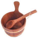 Home Sauna Bucket and Ladle Set, 2L Wooden Steam Bath Accessories, Durable Sauna Shower Tools