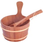 Home Sauna Bucket and Ladle Set, 2L Wooden Steam Bath Accessories, Durable Sauna Shower Tools