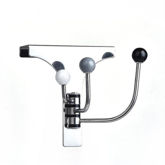 Three-hook back door storage rack, made of stainless steel, with rotating hooks and painted surface; suitable for doors 4.5 cm thick; can hang coats, hats, scarves, towels, bathrobes, etc.