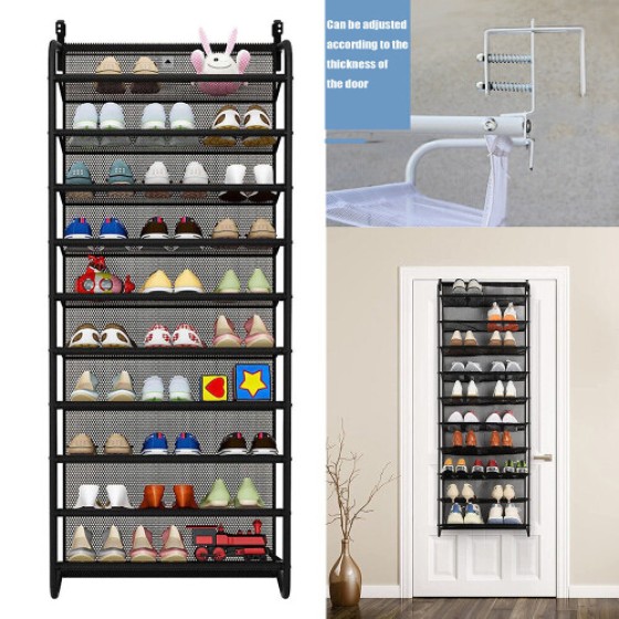 10-tier, 30-pair door-mounted shoe rack/storage unit