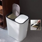 (White) Duo Dual-Layer Recycling Trash Can 15L, Double Compartment Kitchen Trash Can