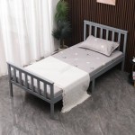 (Single Bed, Grey) WestWood Single/Double/King Size Bed, Solid Pine Frame with Bedroom Footboard, Grey-White